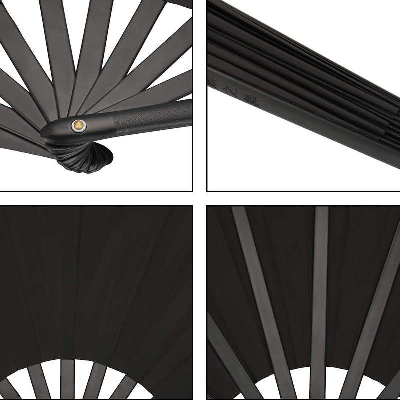 2 Pieces Large Folding Fan Nylon Cloth Handheld Hand Fan