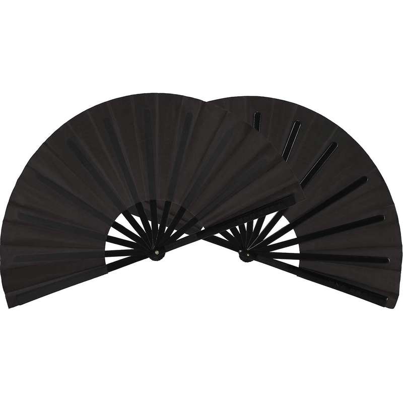 2 Pieces Large Folding Fan Nylon Cloth Handheld Hand Fan