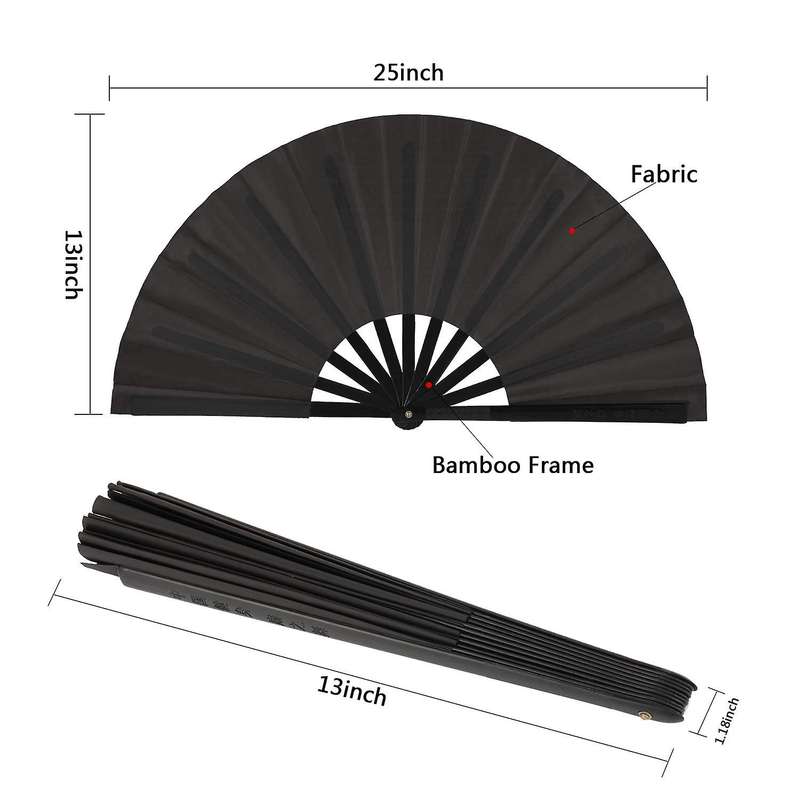 2 Pieces Large Folding Fan Nylon Cloth Handheld Hand Fan