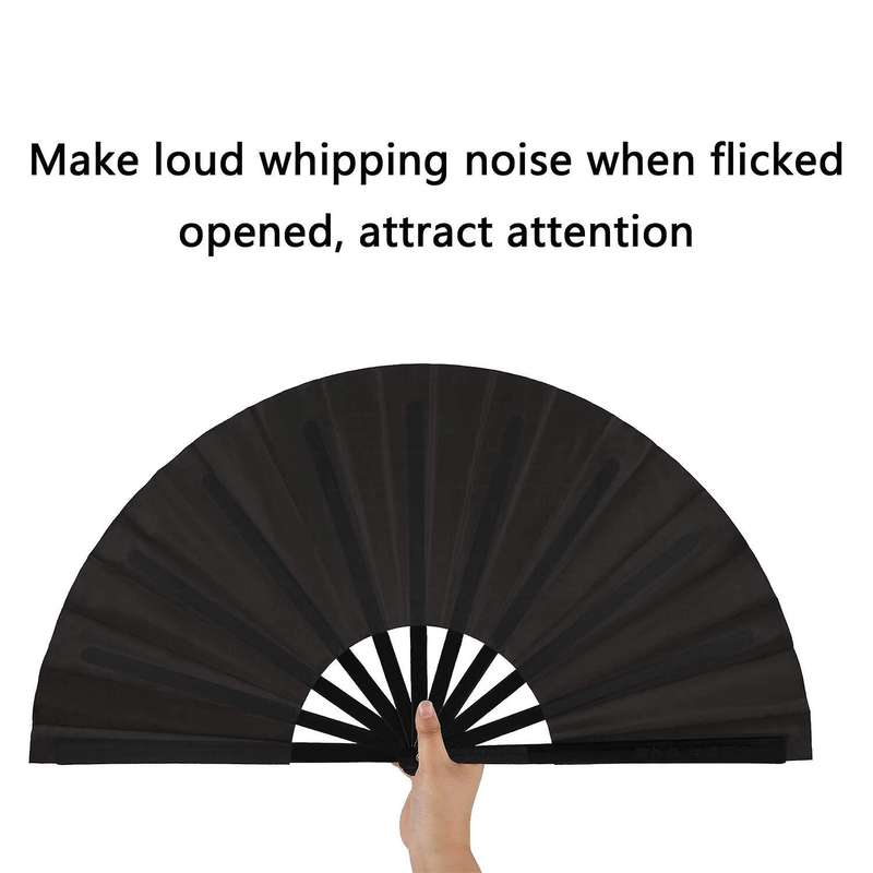 2 Pieces Large Folding Fan Nylon Cloth Handheld Hand Fan