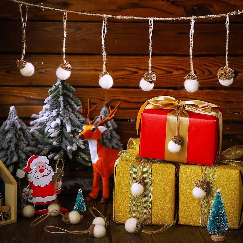 30pcs Felt Acorn Ornaments Wool Felted Acorn Garland Felt Balls