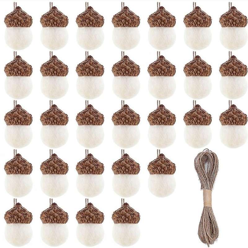 30pcs Felt Acorn Ornaments Wool Felted Acorn Garland Felt Balls