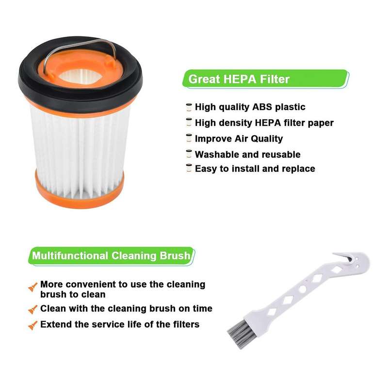 6 Pack Filter with Brush for Shark Wv201 Wv200 Wv205 Wv220 Wandvac