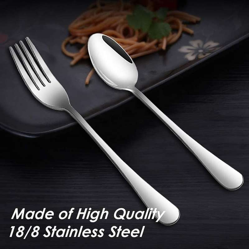 Set Of 12, Stainless Steel Dinner Forks (8 Inch) and Spoons (7 Inch)