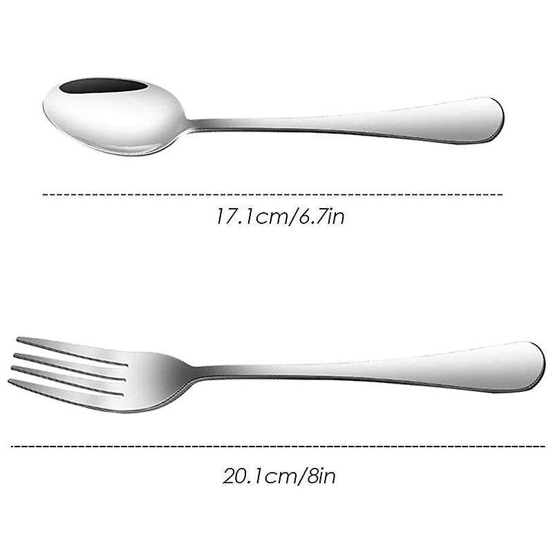 Set Of 12, Stainless Steel Dinner Forks (8 Inch) and Spoons (7 Inch)