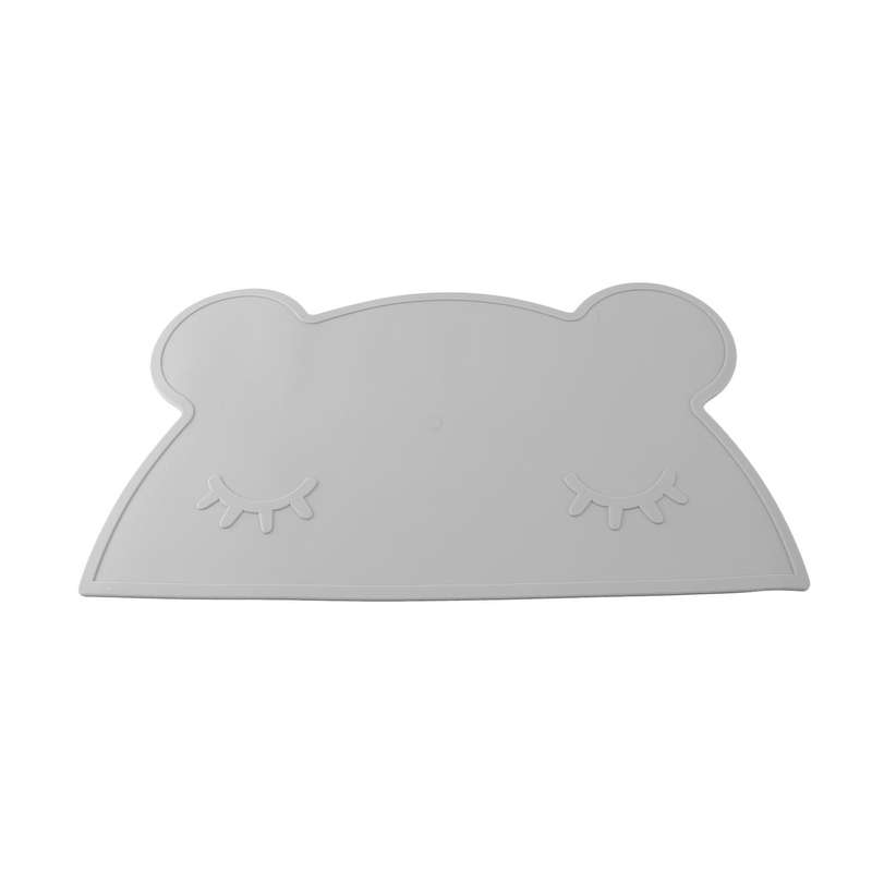 Kids Silicone Bear Placemat Waterproof Non Slip Portable Travel(gray)