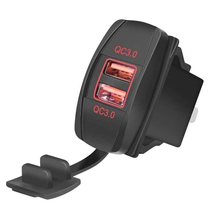 Boat Shaped with Aperture Double Qc3.0 Car Usb Charger Red Light