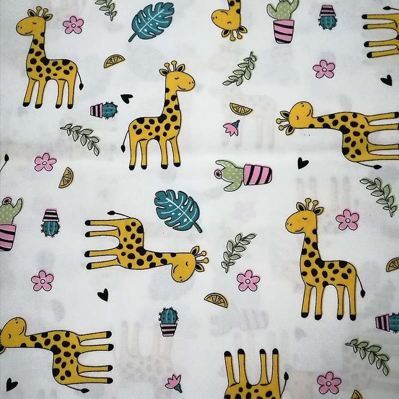 8 Pcs Print Pure Cotton Fabric Cartoon Animals Sewing Diy Craft