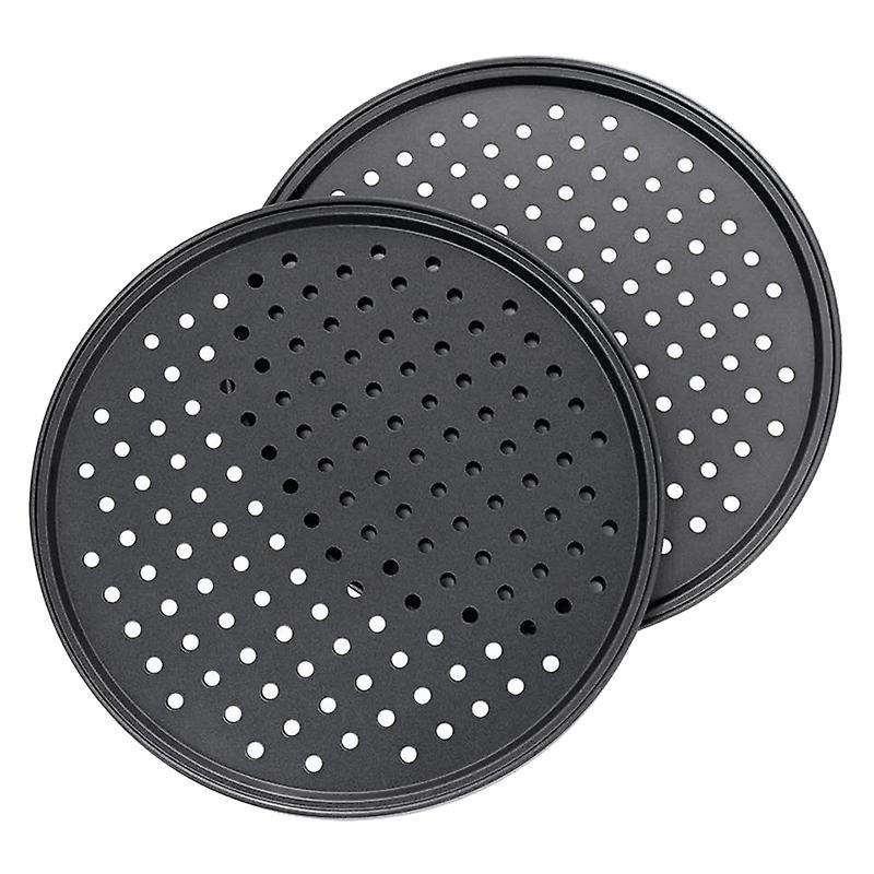 2pc 10-inch Perforated Pizza Pan Carbon Steel Non-stick Coating