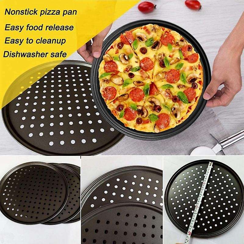 2pc 10-inch Perforated Pizza Pan Carbon Steel Non-stick Coating