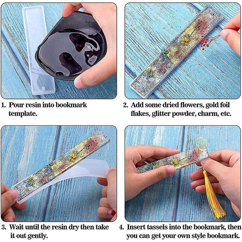 90pcs Diy Crystal Epoxy Blank Bookmark Mold Transparent Silicone Mold