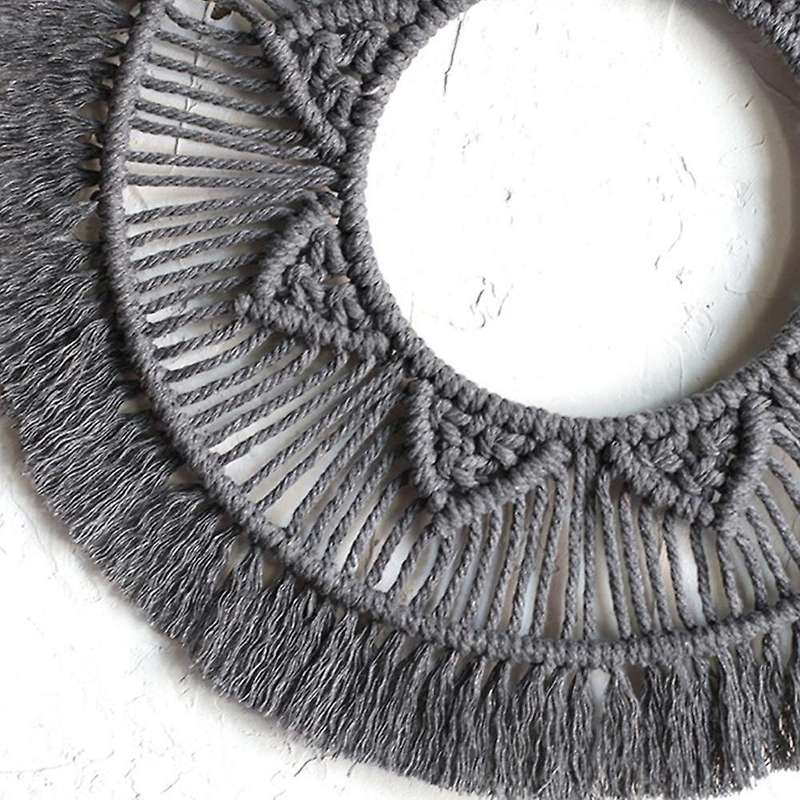 Ins Macrame Mirror Decoration Dark Style Home Decoration (black)