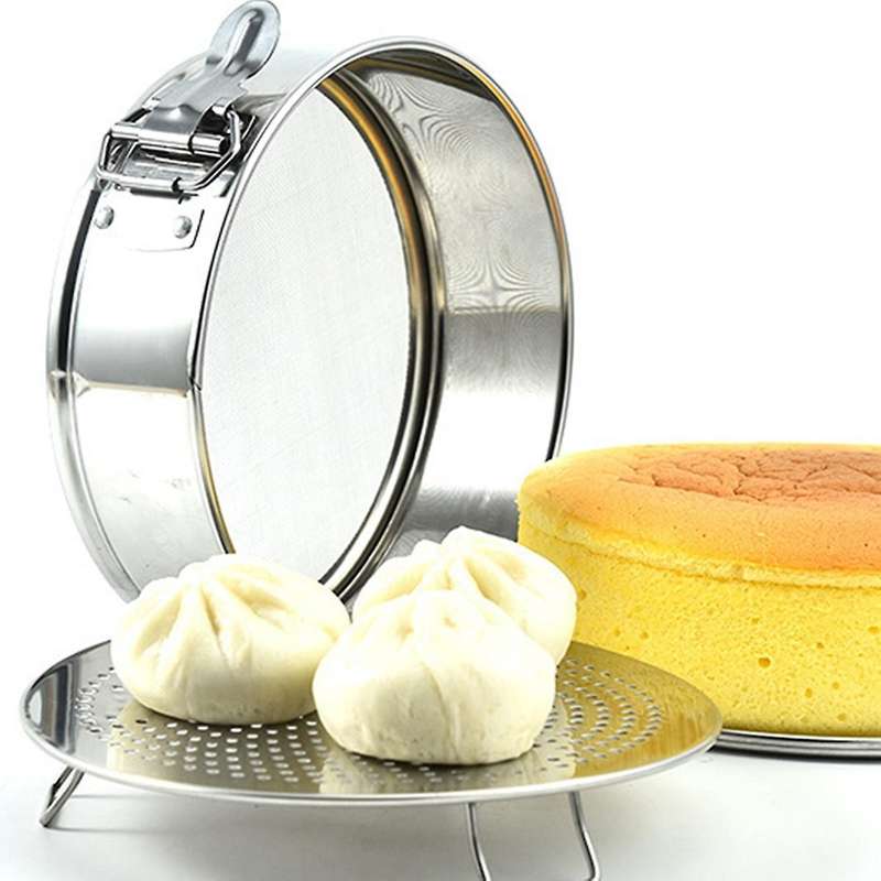 3-in-1 Cake Mold Steel Flour Sieve Steamer Cake Mold Baking Tool B