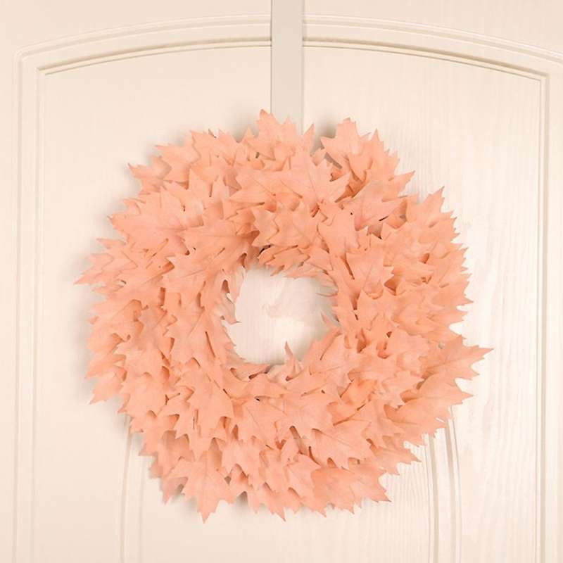 Pink Christmas Wreath Simulation Bodhi Leaf Decoration Plastic Door