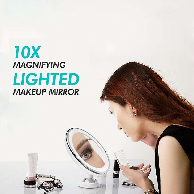 10x Magnifying Makeup Mirror with Led Light Suction Cup 360 Rotating