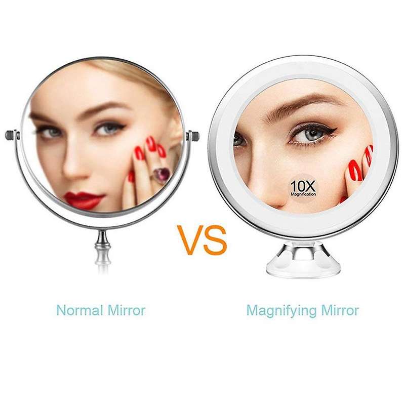 10x Magnifying Makeup Mirror with Led Light Suction Cup 360 Rotating