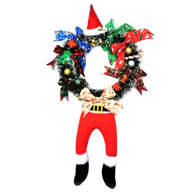 Artificial Christmas Decoration Funny Santa Claus Wreath Hanging A