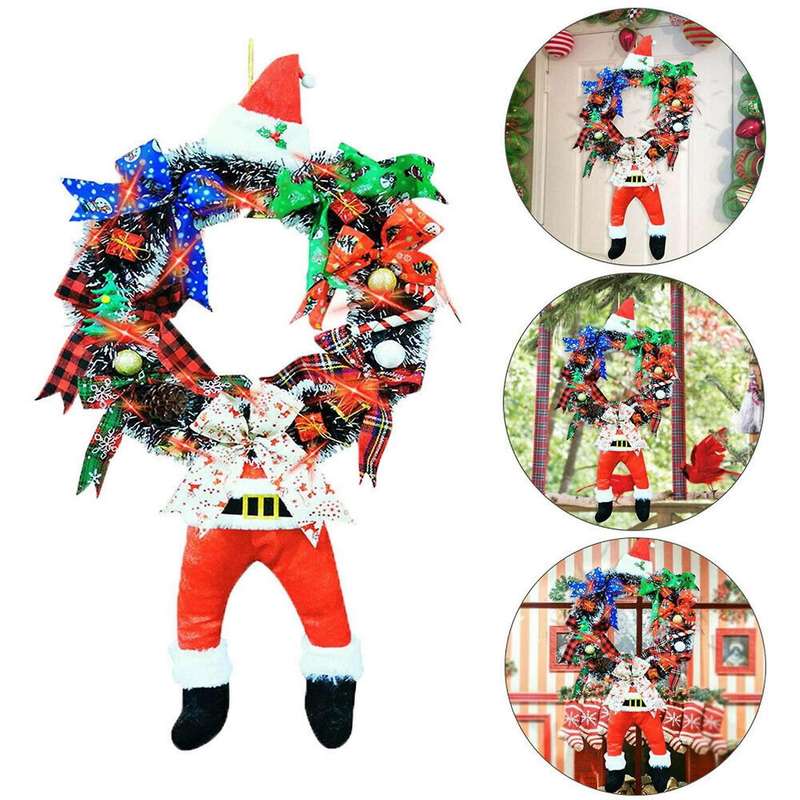 Artificial Christmas Decoration Funny Santa Claus Wreath Hanging A