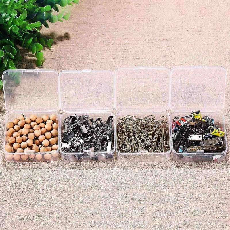 12 Pack Clear Plastic Beads Storage Containers Box with Hinged Lid