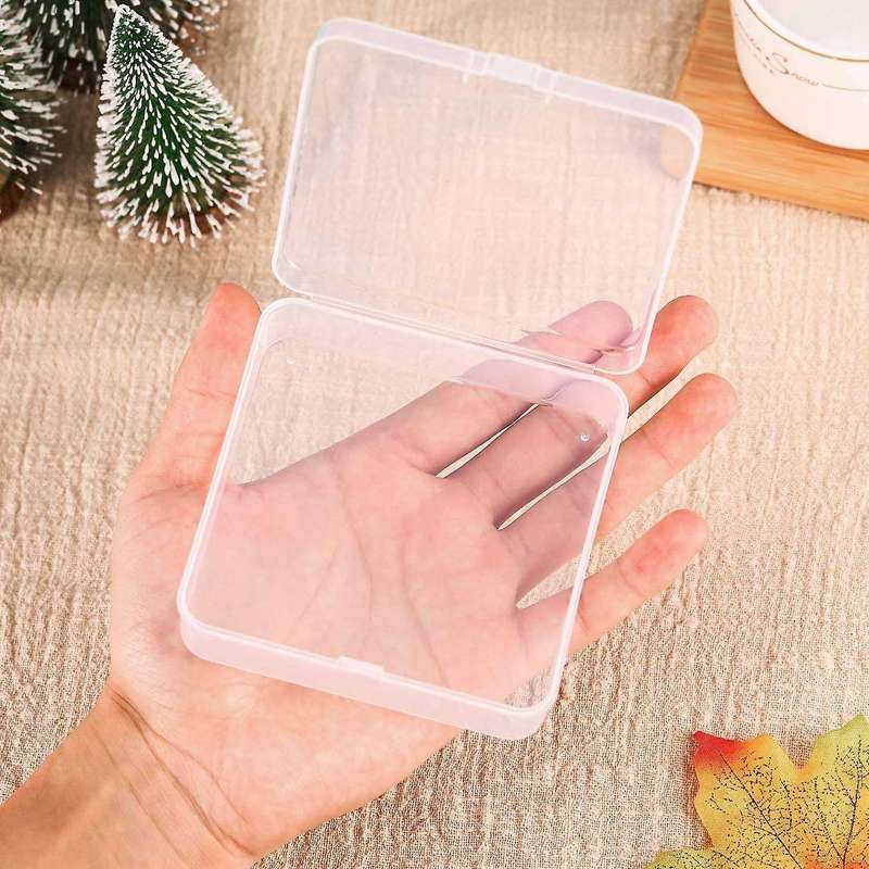 12 Pack Clear Plastic Beads Storage Containers Box with Hinged Lid