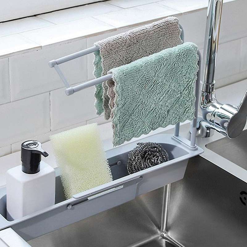 2 Pcs Telescopic Sink Rack Holder,expandable Storage Drain Basket