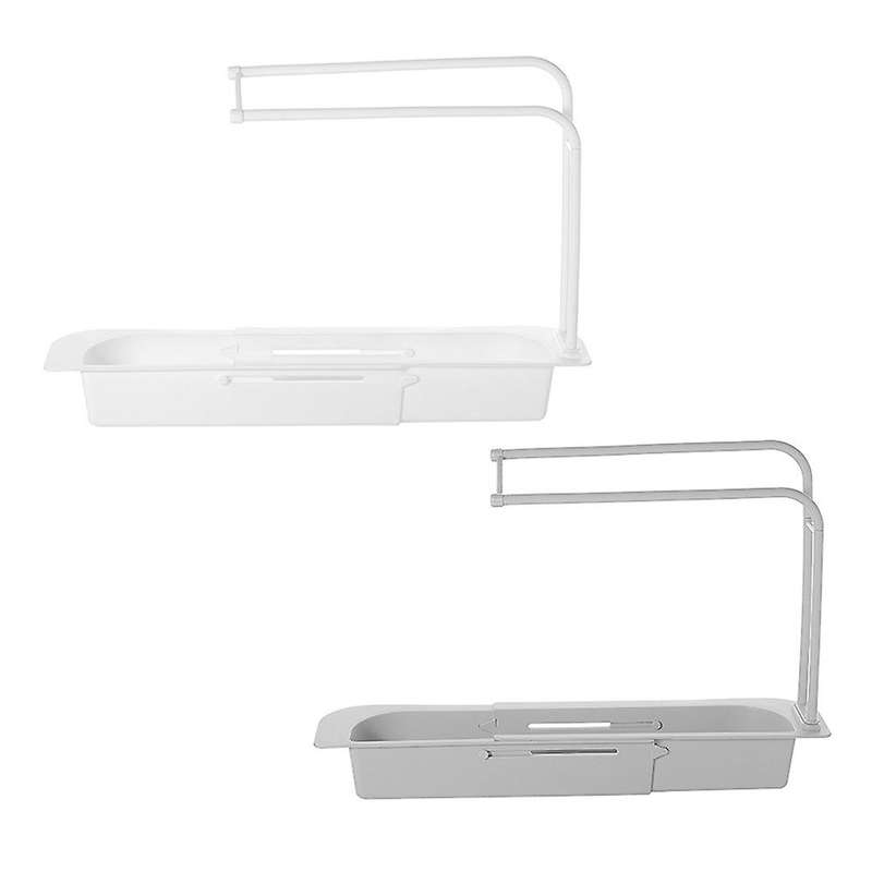 2 Pcs Telescopic Sink Rack Holder,expandable Storage Drain Basket