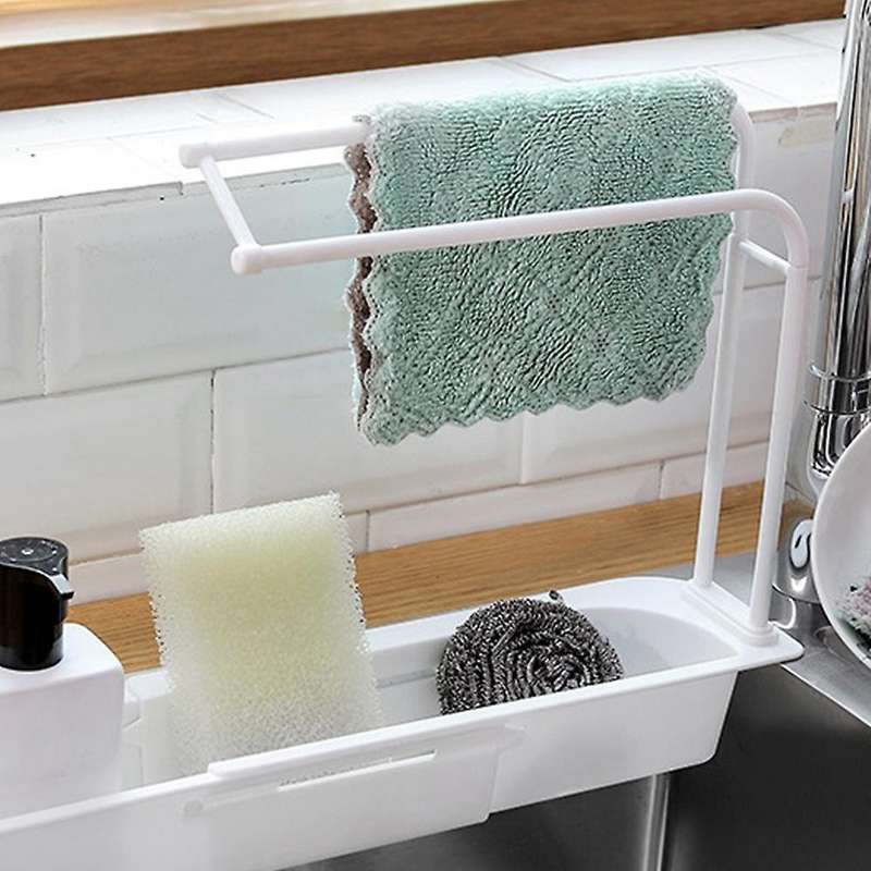 2 Pcs Telescopic Sink Rack Holder,expandable Storage Drain Basket