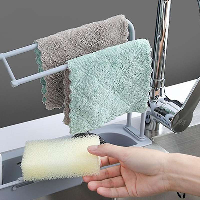 2 Pcs Telescopic Sink Rack Holder,expandable Storage Drain Basket