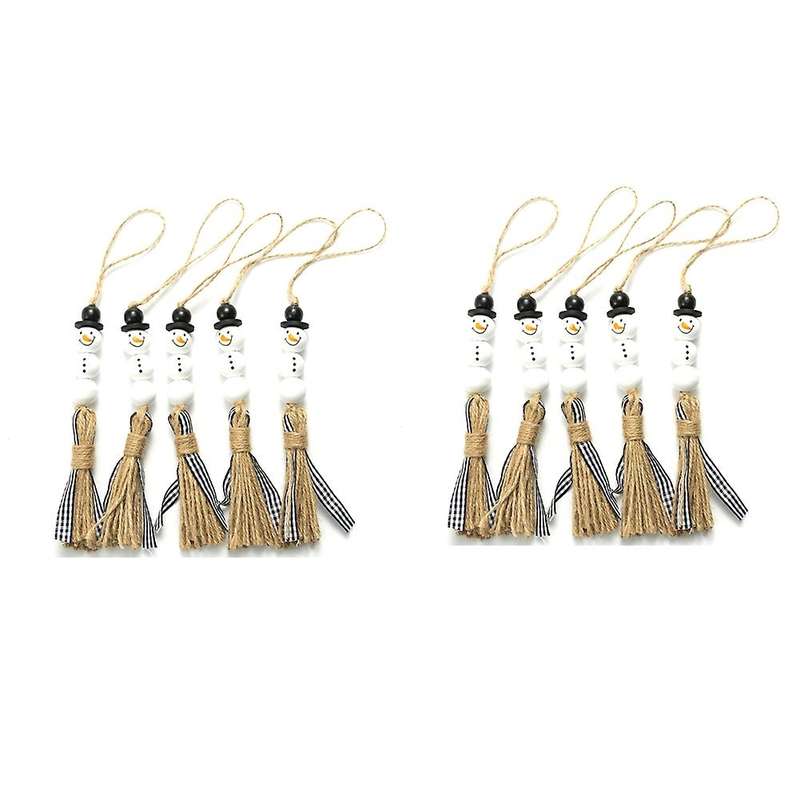 10 Pieces Snowman Bead Garland Christmas Tree Rustic Hanging Tassel