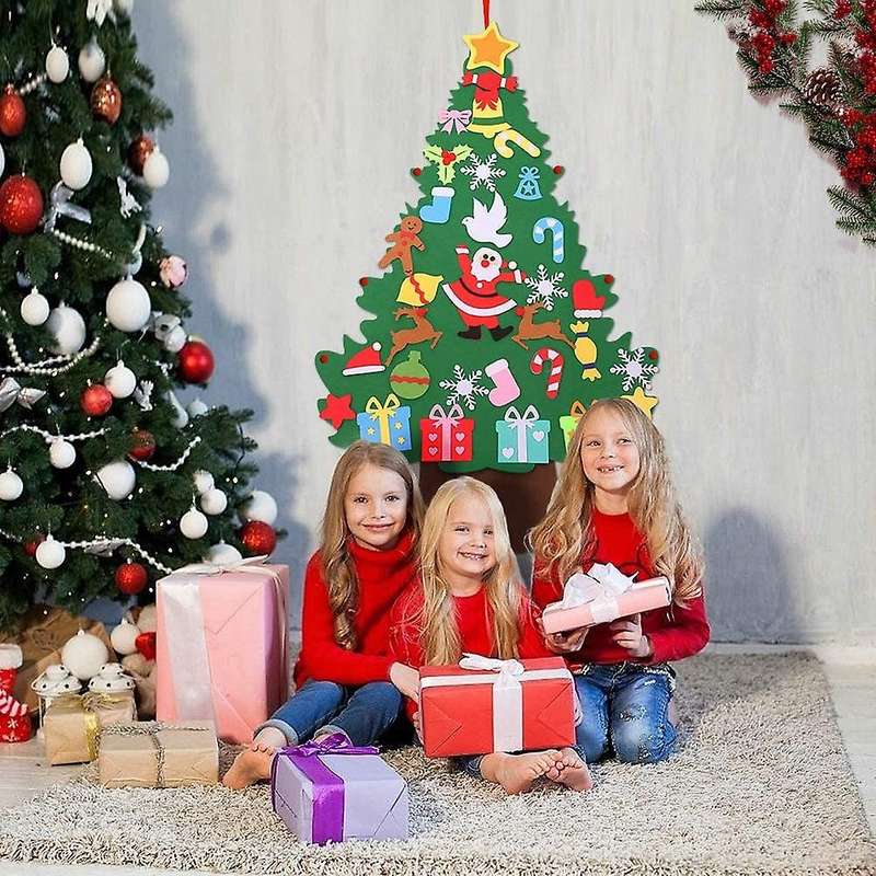 Diy Felt Christmas Tree Kids Craft Set, Wall Hanging Detachable Felt