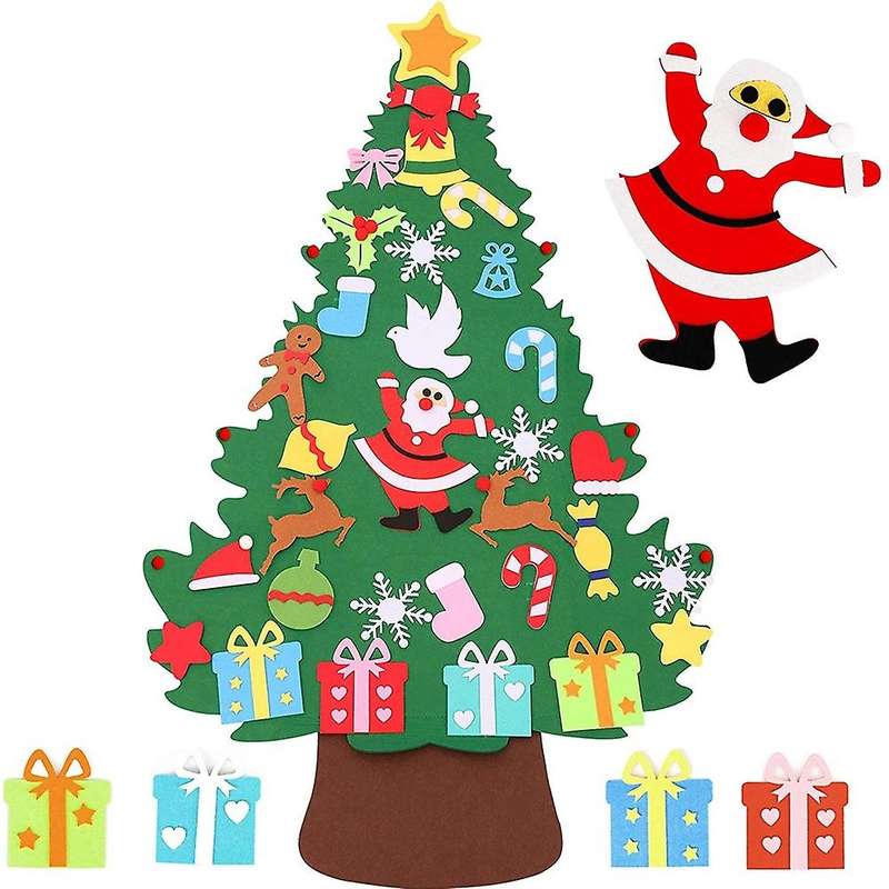 Diy Felt Christmas Tree Kids Craft Set, Wall Hanging Detachable Felt