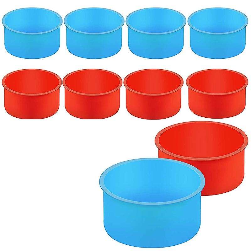 10 Pieces 4 Inch Baking Mold Kitchen Silicone Bakeware Pan Red, Blue