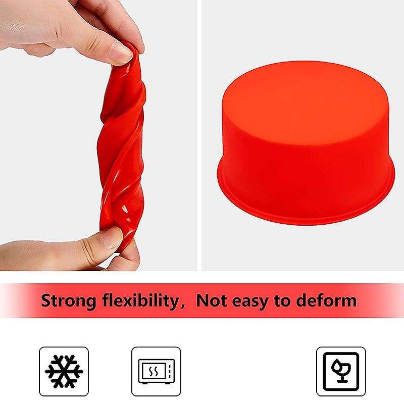 10 Pieces 4 Inch Baking Mold Kitchen Silicone Bakeware Pan Red, Blue