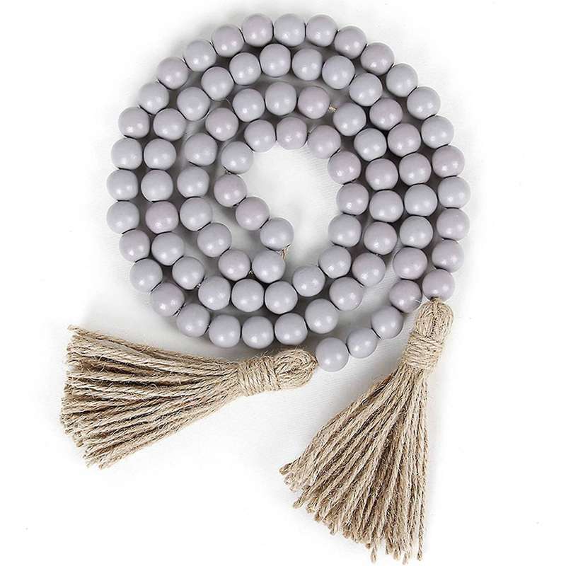 Wood Bead Garland with Tassels,farmhouse Beads Rustic Country Decor