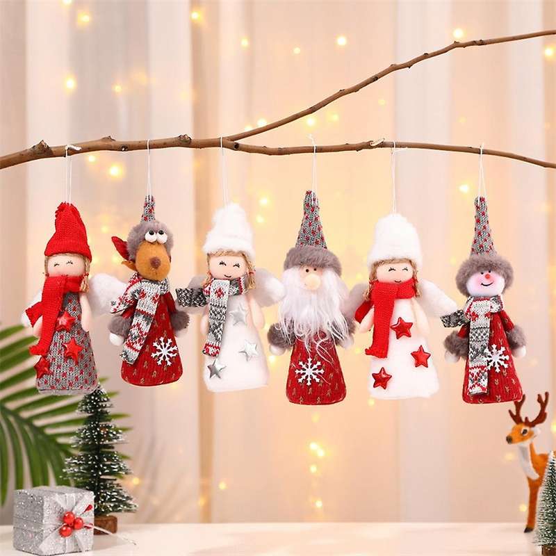 6x Santa Angel Girl Christmas Doll Pendant Christmas Tree Decoration