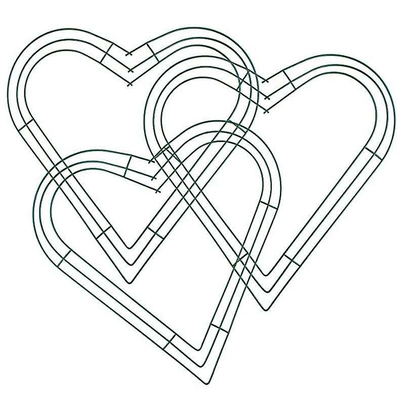 3 Pack Heart Wreath 12 Inch Heart-shaped Wire Wreath Frame for Home