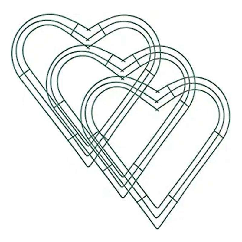 3 Pack Heart Wreath 12 Inch Heart-shaped Wire Wreath Frame for Home