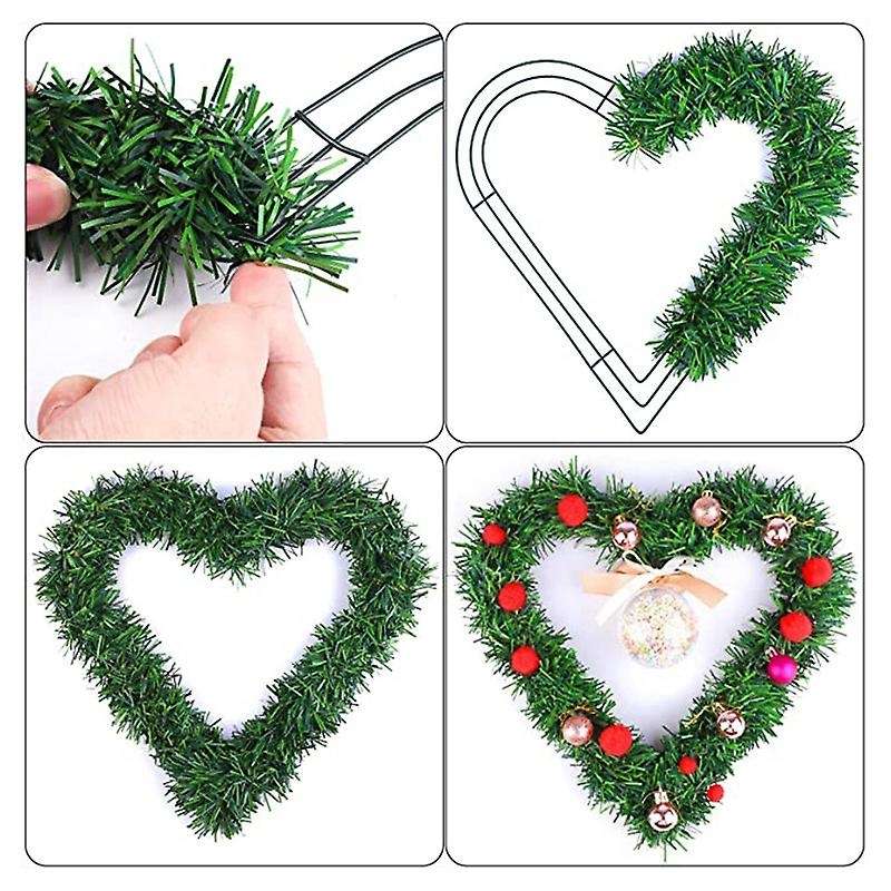3 Pack Heart Wreath 12 Inch Heart-shaped Wire Wreath Frame for Home