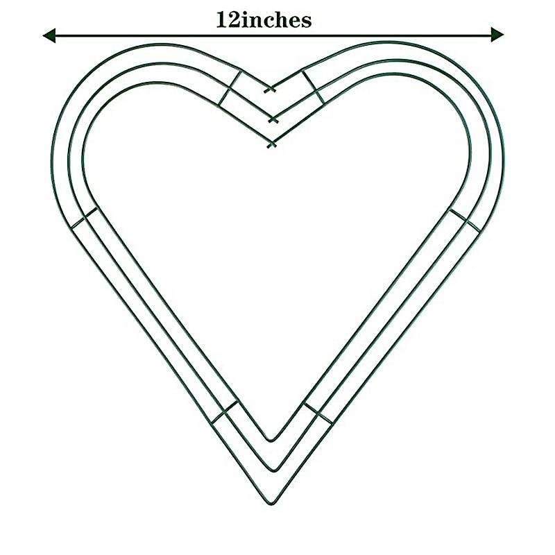 3 Pack Heart Wreath 12 Inch Heart-shaped Wire Wreath Frame for Home