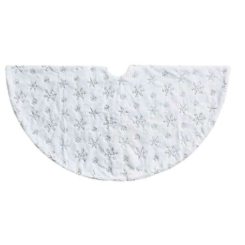 White Christmas Tree Skirt Polyester Ornament for Home Scene Decor-e