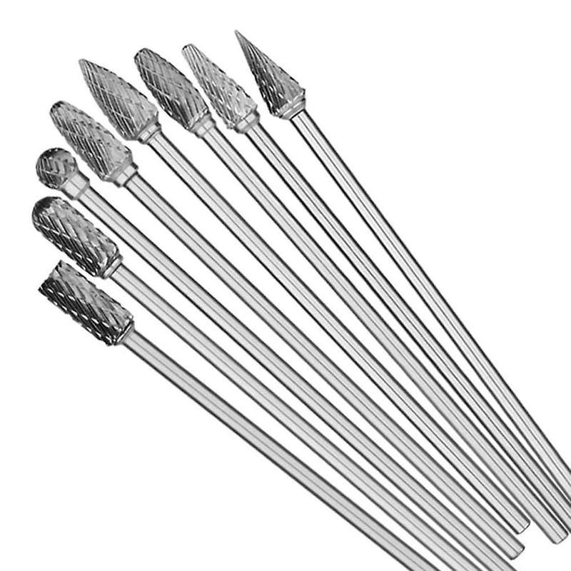 10pc 4 Inch Long Double Cut Tungsten Solid Carbide Rotary Burrs Set