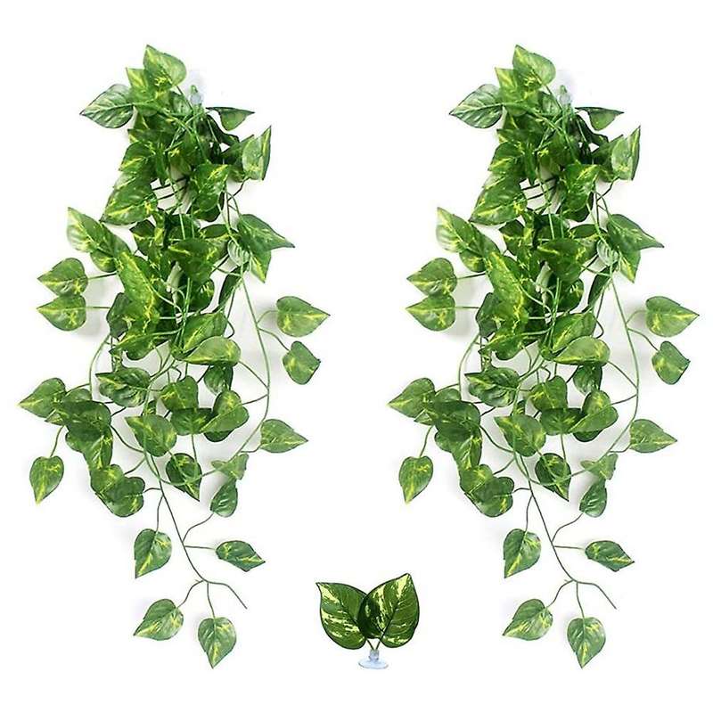 Reptile Simulation Plant Leaves 2 Pieces and 1 Leaf Licking Terrarium