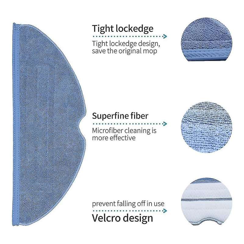 8 Pcs Vacuum Mop Replacement Pads for Roborock T7 T7 Plus S7 Reusable