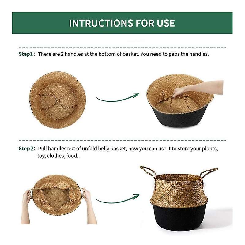 Seagrass Plant Basket with Han