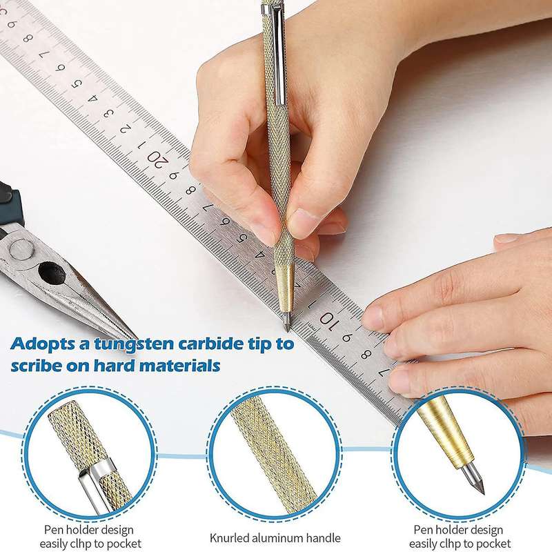 2 Mechanical Carpenter Pencils,2 Carbide Tip Scriber and 12 Refills