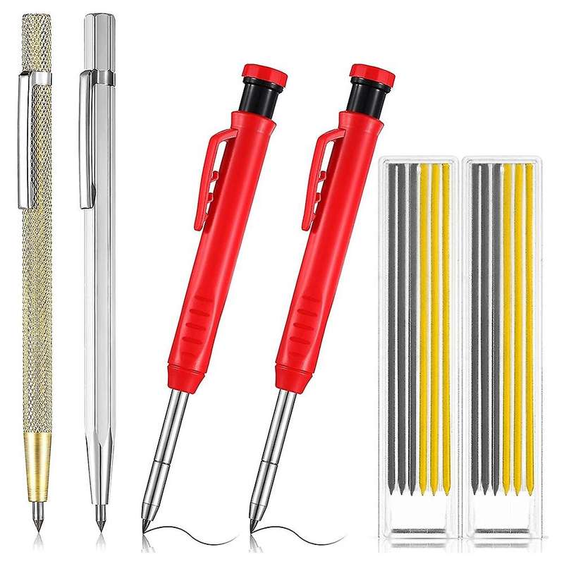 2 Mechanical Carpenter Pencils,2 Carbide Tip Scriber and 12 Refills