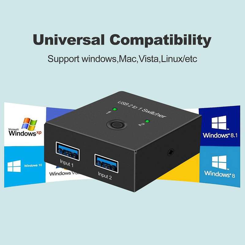 2 In 1 Out Usb Switcher for 2 Computers Share 1 Usb Devices Printer