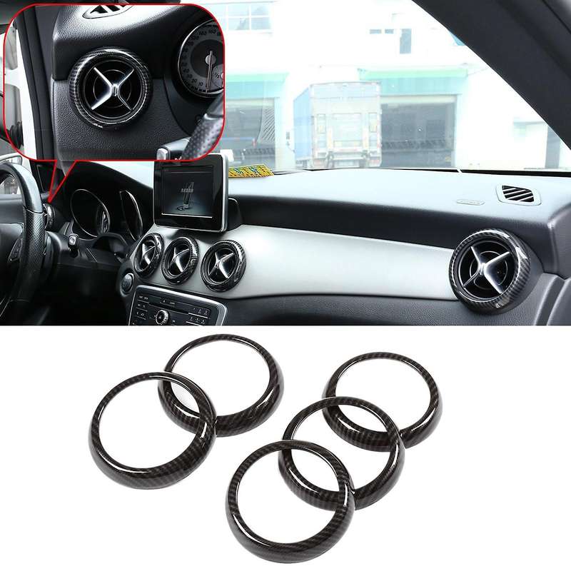 5pcs Carbon Fiber Air Vent Outlet Cover Sticker for Benz A B Cla Gla