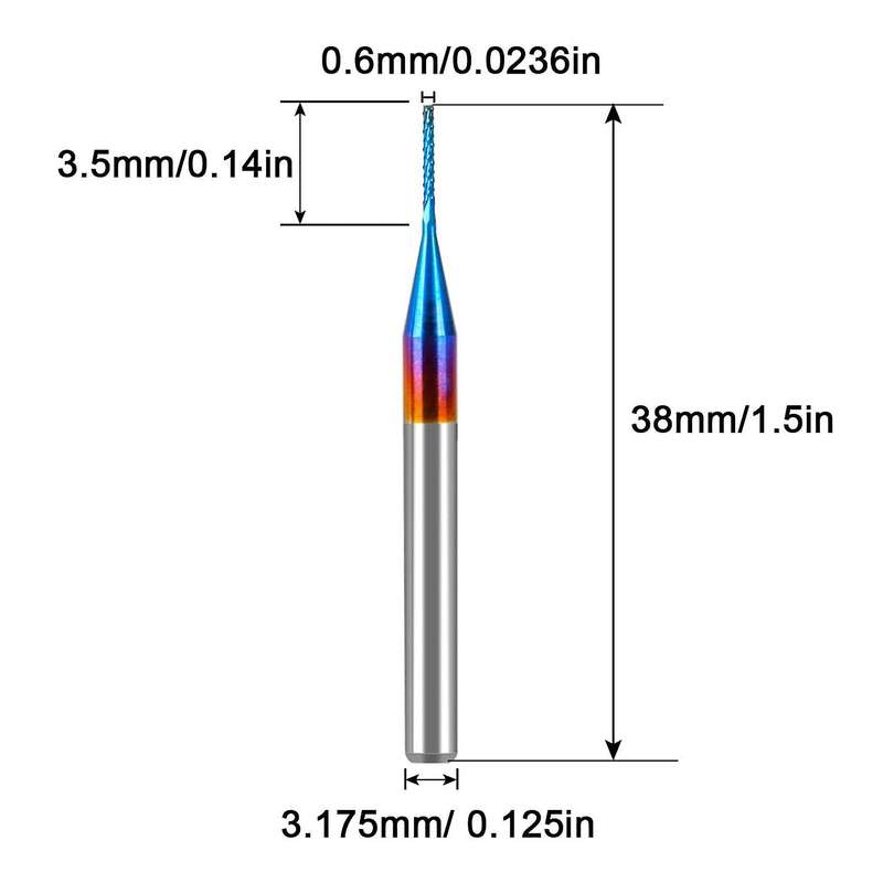 10pcs 0.6mm Carbide End Mill Cutter,super Nano Blue,1/8 Inch Shank