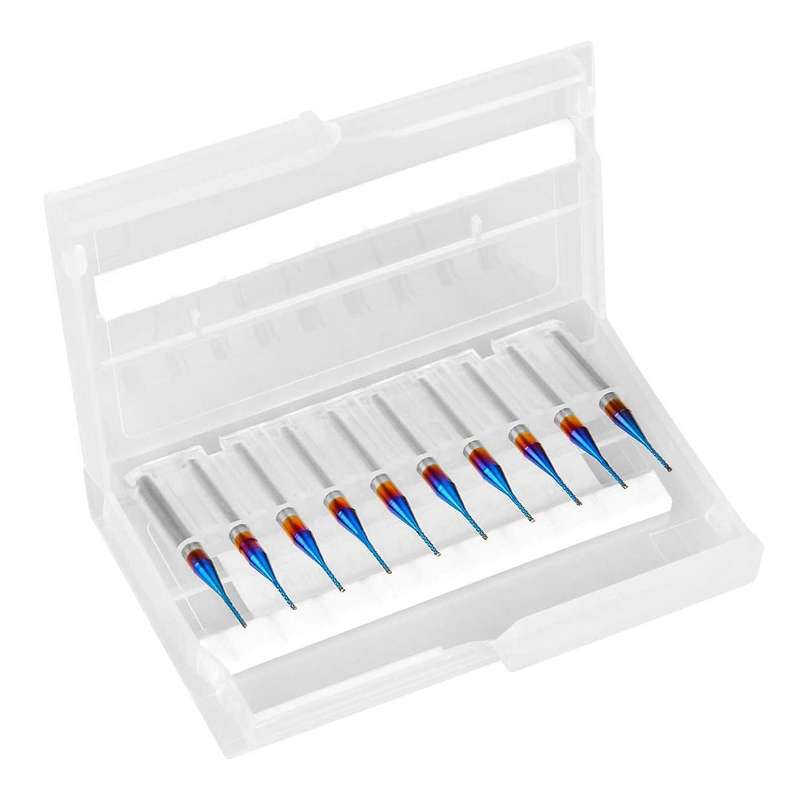 10pcs 0.6mm Carbide End Mill Cutter,super Nano Blue,1/8 Inch Shank